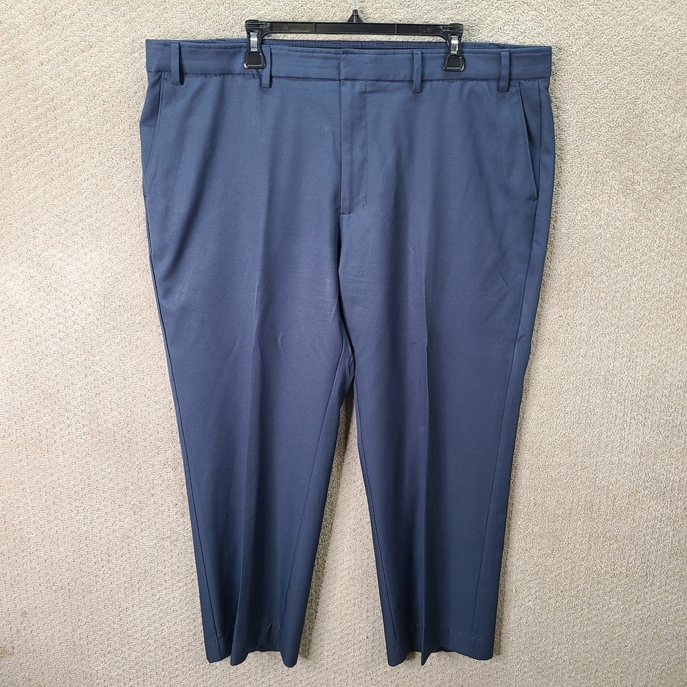 Haggar Pants Mens 44x30 (44x27) Blue Straight Fit Super Flex Waistband Polyester